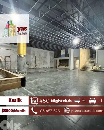 Kaslik 450m2 | Nightclub | Rent | New | Prime Location | EH