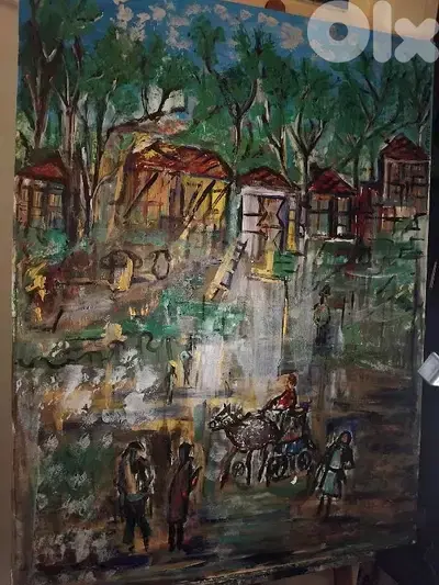 رسم زيتي على القماش يدويه