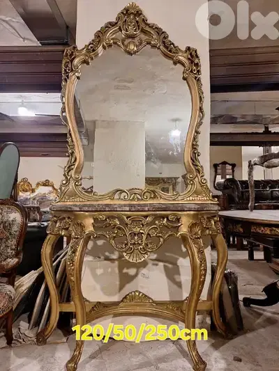 كونسول فخم للغاية خشب زين حفر مميز تلبيس ورق الذهب