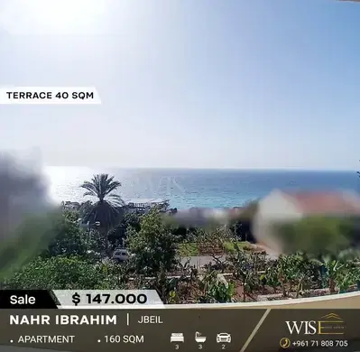 160 SQM Apartment  with terrace for SALE in Nahr Ibrahim !