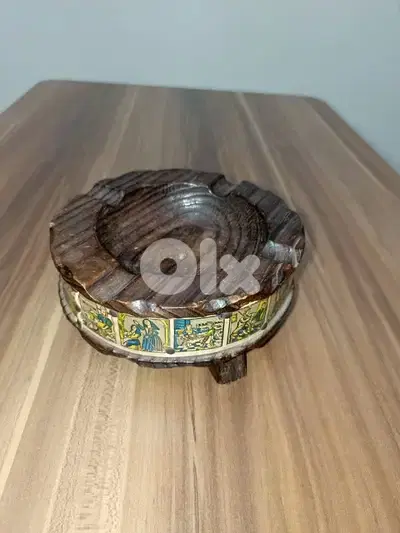 Vintage Hand Carved Wood Ashtray