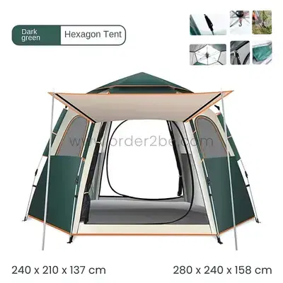 Automatic Pop-Up Camping Tent for 6-8 Campers – 2 Doors & Mesh Windows