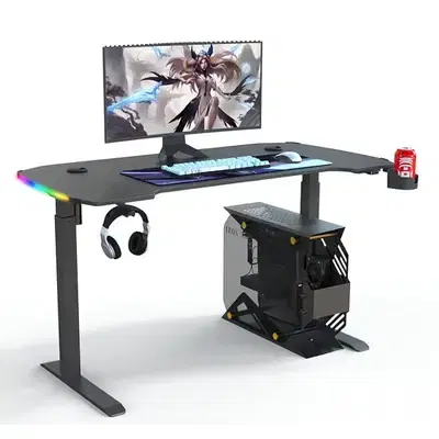 Manual adjustable height rgb gaming desk 120cm and 140cm