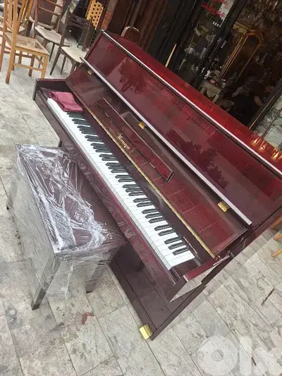 piano Germany 3 pedal like new original glossy brown colored