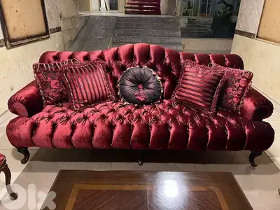 طقم كنبايات شغل توصاية خشب زان مع طاولة