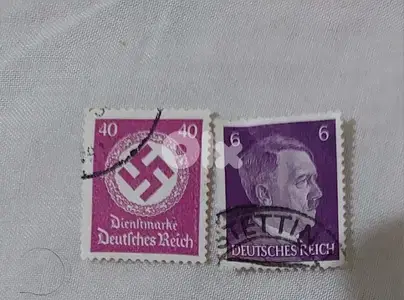 two Nazi Stamps Sawastica and Hitler Head