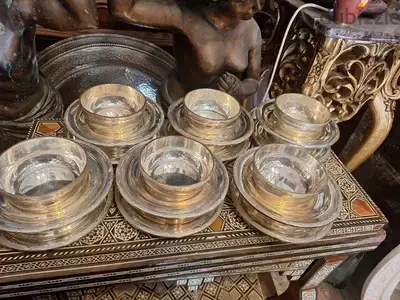 كاسات مغلي فضة مطلية مميز جدا عدد١٢ اصلي اوروبي ممضي