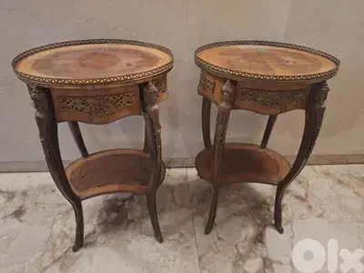 طقم طاولات عدد٢ خششب جوز مركتري ايطالي مع برونز مميز جدا