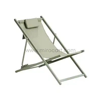Portable Beach Sun Lounger – Steel Frame, 4 Reclines & Storage Pocket