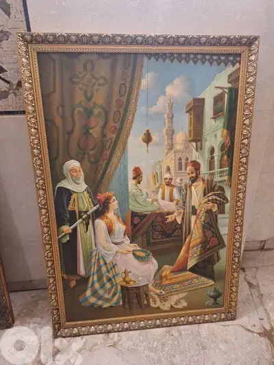 لوحة فنية مميزة رسم زيتي تحاكي العصور القديمة قياس ١٣٠بي ٩٠
