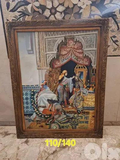 لوحة رسم زيتي مميزة تحاكي تزيين الاميرة مع الجواري