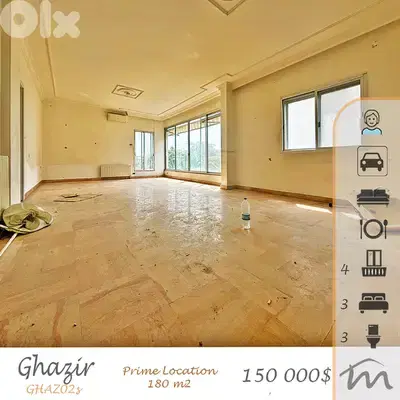 Ghazir | 833$/² | 180m² 3 Bedrooms Apartment | Prime Location | View