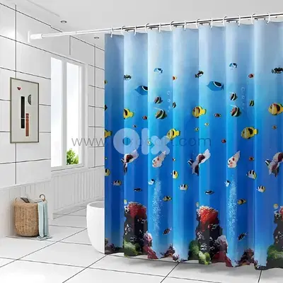 Underwater Shower Curtain, Waterproof Bathroom Liner (180cm), 12 Hooks