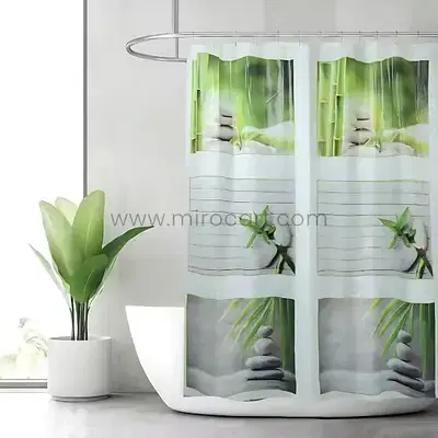 Modern Zen Shower Curtain – Waterproof PEVA Liner for Tubs, 180x180cm