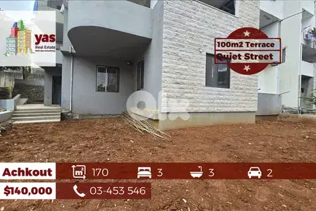 Achkout 170m2 | 100m2 Terrace | Barely Used | Modern | Quiet Area | DA