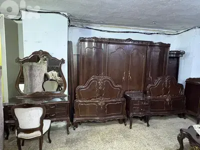 اوضة نوم خشب زان انتيك تختين