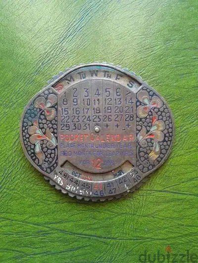 vintage ww2 Brass pocket Calendar 1940-1951