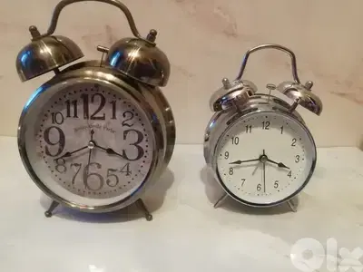 Retro style bell alarm clocks working on AA batteries 10$ each