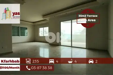 Kfarhbab 235m2 | 35m2 Terrace | Rent | Prime Location | High End |IV