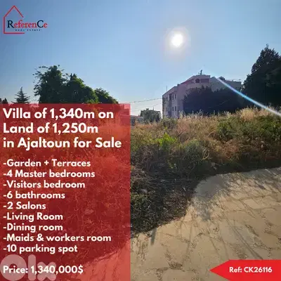 Very Prime Villa In Ajaltoun for sale فيلا مميزة جدا للبيع في عجلتون