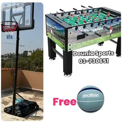 buy 2 items 450$ basketball hoop + babyfoot (get basketball free)
