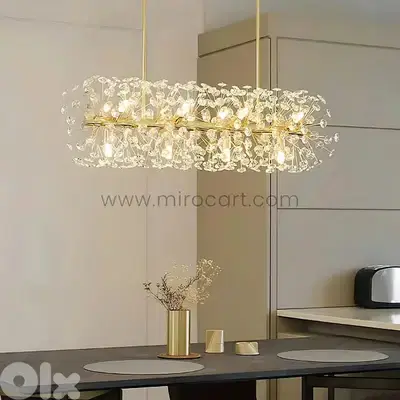 Luxury Gold Bar Chandelier with Cascading Crystals for Dining Room