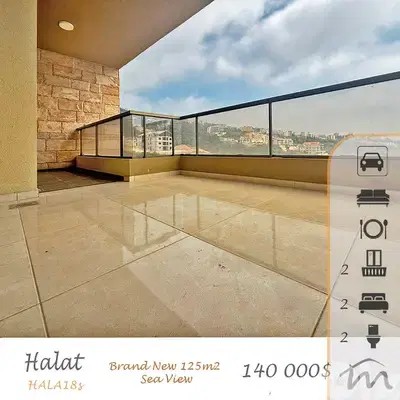 Halat | Brand New 125m² 2 Bedrooms | 2 Balconies | Panoramic Sea View