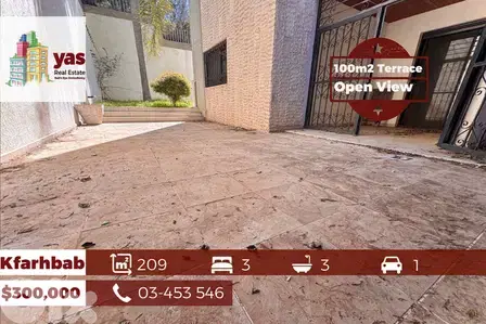 Kfarhbab 209m2 | 100m2 Terrace | Open View | Mint Condition | IV