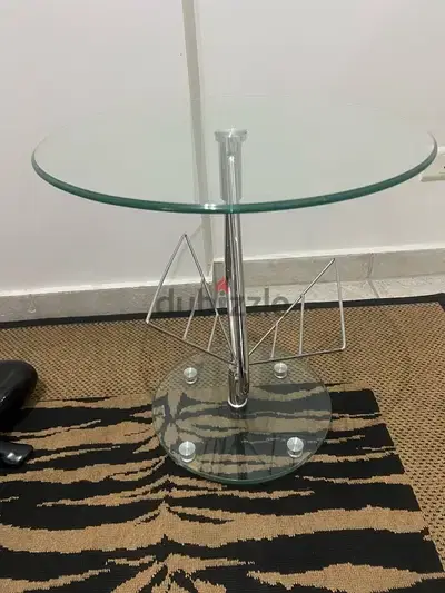 Stainless Steel  and Tempered Glass Side Table