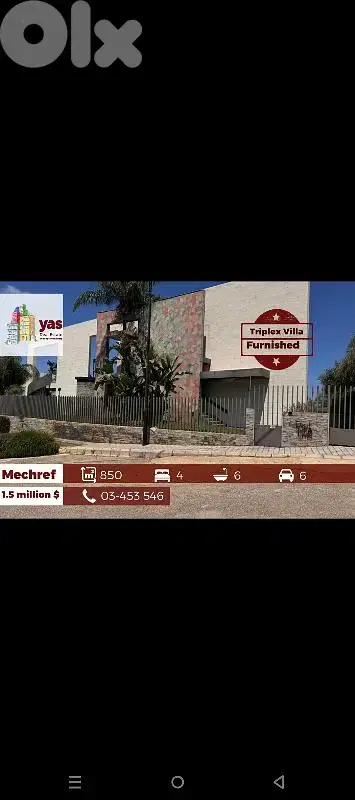 Mechref 850m2 | 500m2 Triplex Villa | Furnished | Amazing View | AC