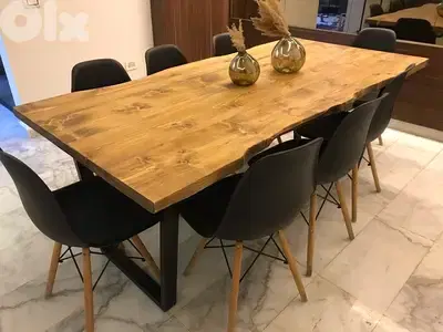 Table Real wood & metal table . (without chairs)