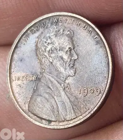 عملة قديمة واحد سنت أميركي اول اصدار 1909vdb حالة انسر