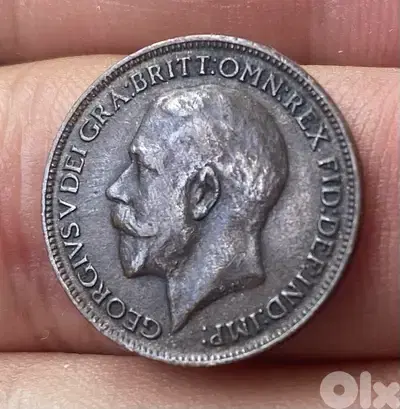 عملة قديمة ربع بنس بريطاني الملك جورج الخامس سنة ١٩١٦
