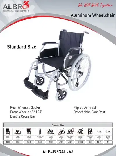 Aluminum wheelchair - Standard size