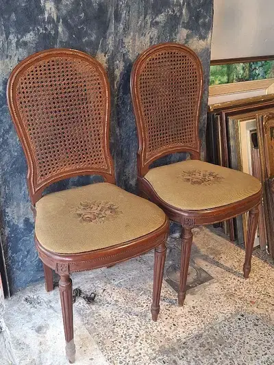 pair of handmade aubisson chairs