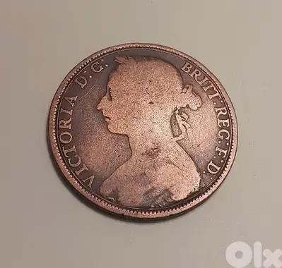 1893 England Q. Victoria one Penny bronze coin