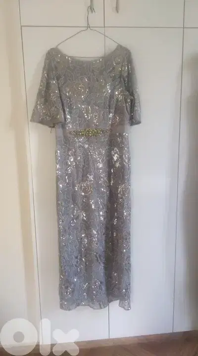 Long wedding dress color silver