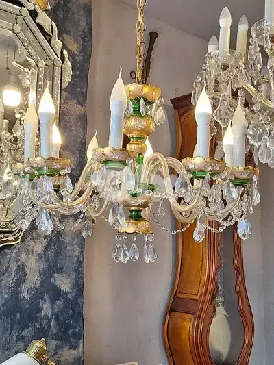 czech original green crystal chandelier