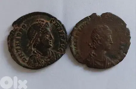 set of Two Roman Coins for Emperor Theodosius I year 379AD