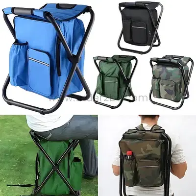 Portable Backpack Chair – Fold-Out Seat & Cooler for Camping (150 kg)