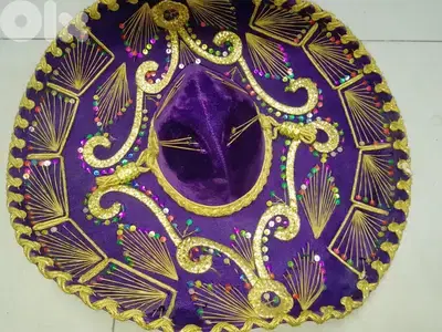 Sombrero Mariachi Hat from Mexico in Purple and Gold Colour Combinatio