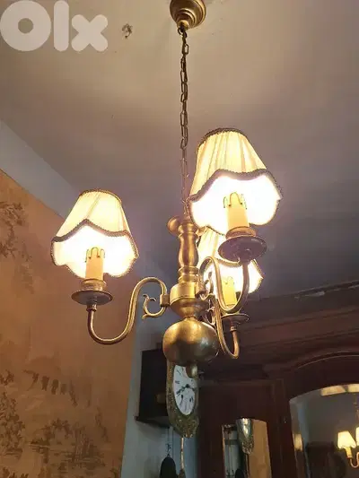 antique english 3 lamps brass chandelier