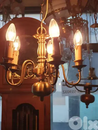5 lamps english bronze chandelier