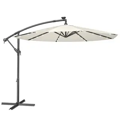 Parasol with Solar-Powered LED Lights, 3 m Banana Patio Umbrella