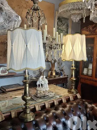 2 very large brass lamps