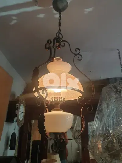french iron and opaline chandelier