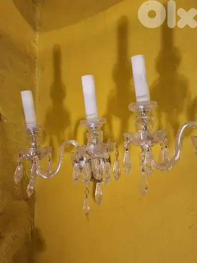 2 antique original czech crystal wall lights