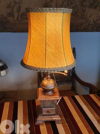 antique coffee grinder base lamp