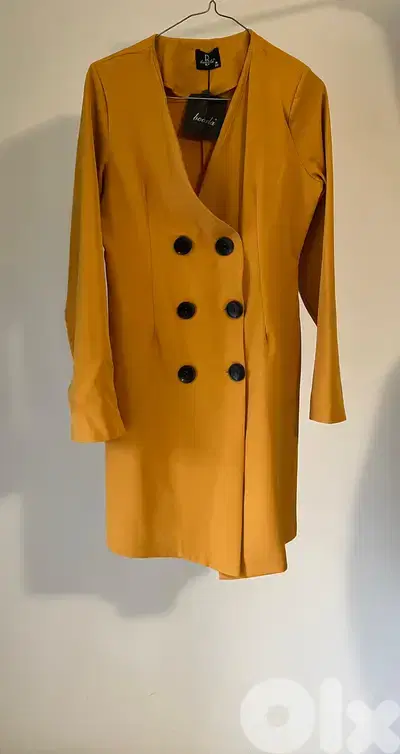 Mustard Blazer Dress | فستان بليزر أصفر خردلي