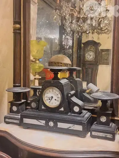 french marble clock set